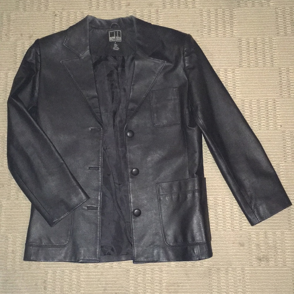 A mark alan leather jacket and skirt set